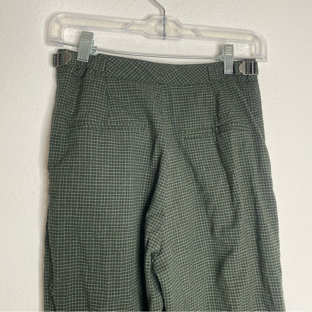 Brandy Melville Dark Green John Galt Plaid High Rise Straight Leg Pants - Picture 4 of 7